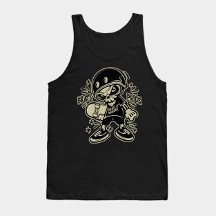 Helmeted skull skateboard graphic Tank Top